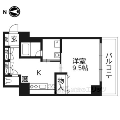 グランレブリー室町六角(1K/6階)の間取り写真