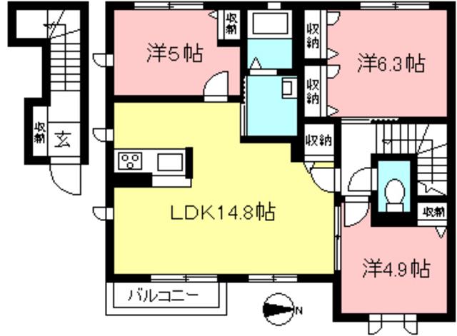 メゾンルミエール(3LDK/2階)の間取り写真