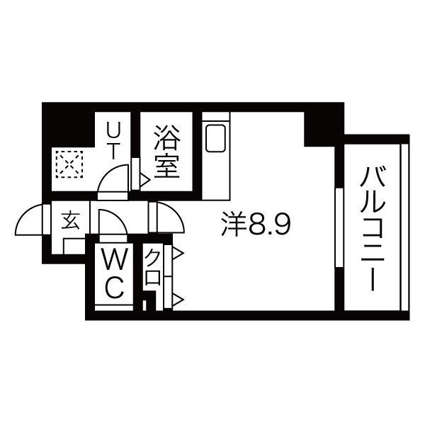 アレーヌコート新瑞橋(ワンルーム/9階)の間取り写真