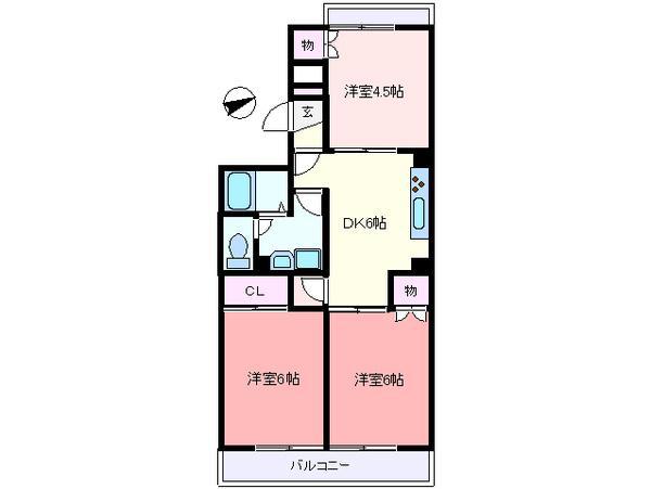 グランドマンション1(3DK/1階)の間取り写真