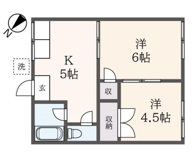 大富ハウス(2K/2階)の間取り写真