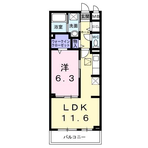 ルーチェ 野洲市妙光寺(1LDK/2階)の間取り写真