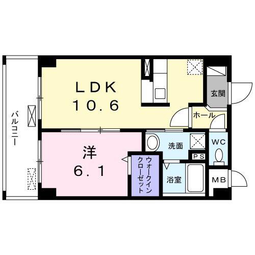 グランデ 近松(1LDK/3階)の間取り写真