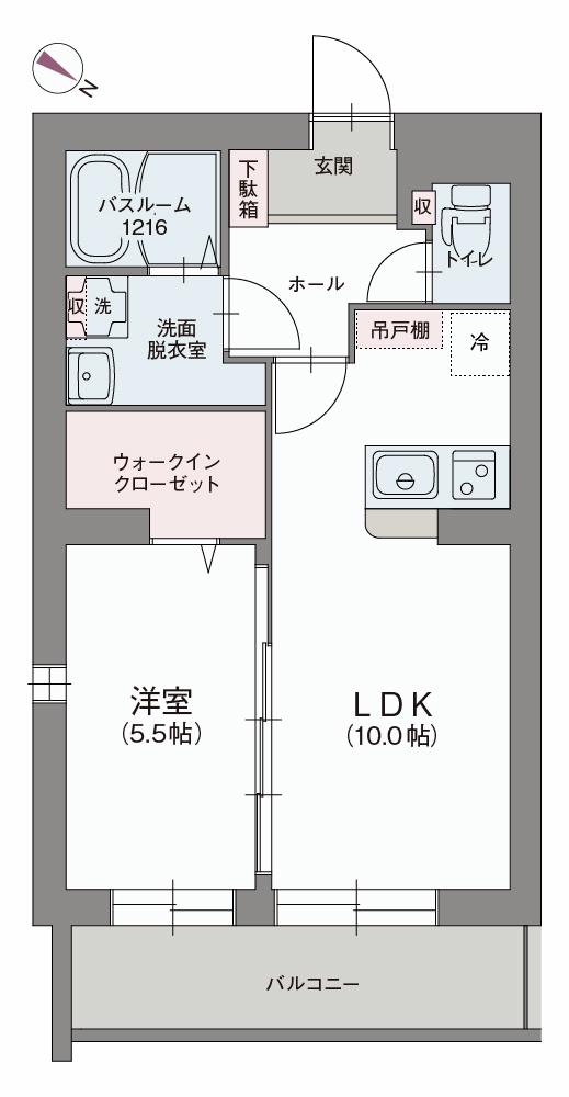 ラ ヴェリテ ヤハタ(1LDK/1階)の間取り写真