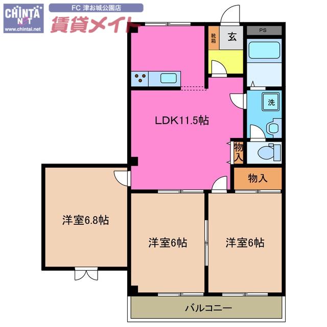アンブル ルミエール(3LDK/2階)の間取り写真