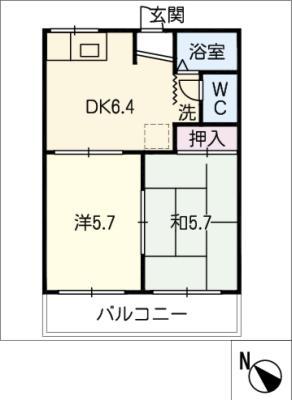 アネックス鈴木II(2DK/2階)の間取り写真