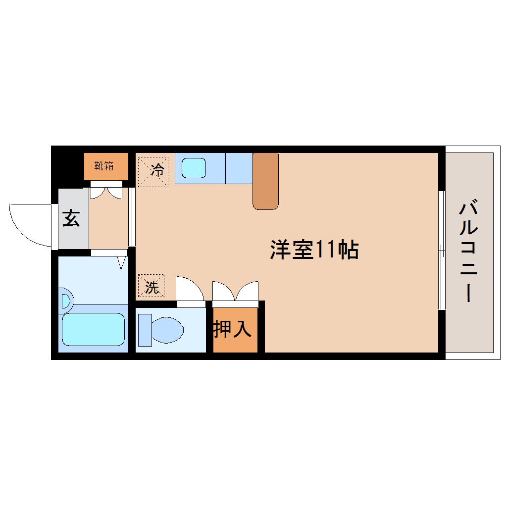 ロイヤルハイツ東八(ワンルーム/2階)の間取り写真