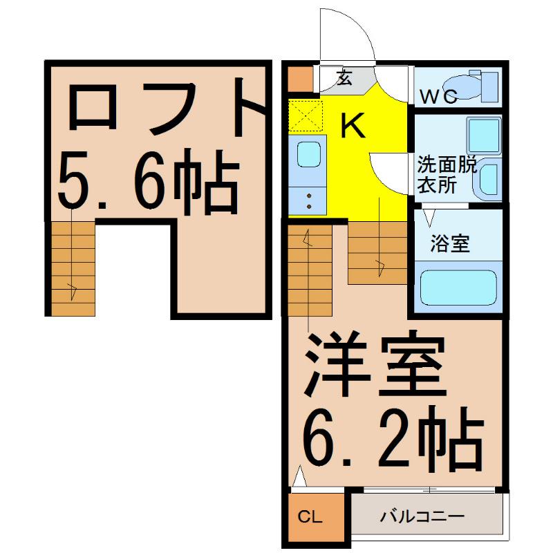 クレール・K・桜山(1SK/1階)の間取り写真