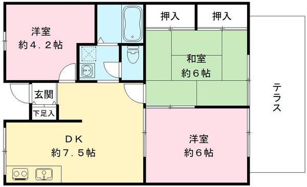 グランドールアベニュー(3DK/1階)の間取り写真