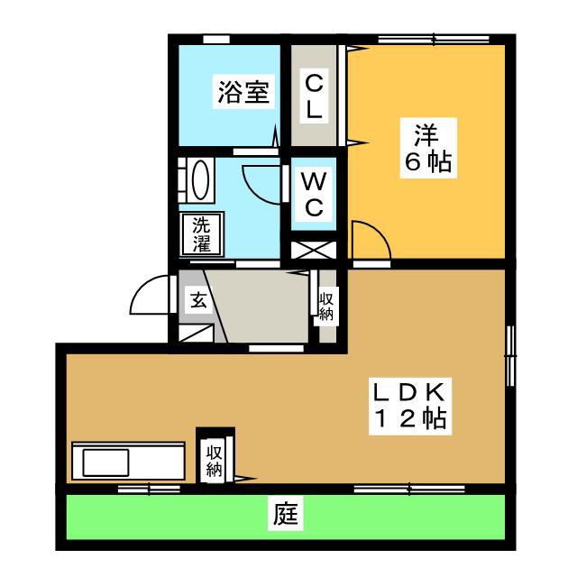 メゾンAIGI B棟(1LDK/1階)の間取り写真