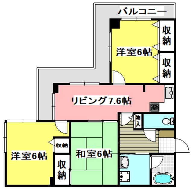 ハイレジデンス大神木(3LDK/3階)の間取り写真