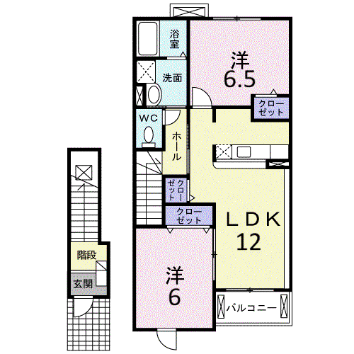 ブレイブ ラン(2LDK/2階)の間取り写真