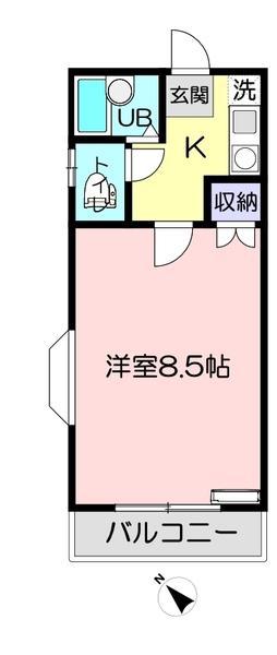 パークハイムわかば(1K/3階)の間取り写真