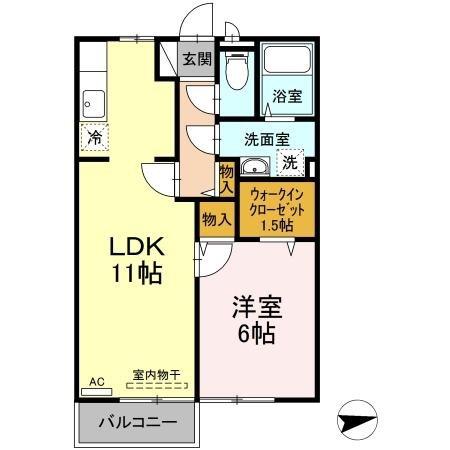 クレッセント・ガーデン(1LDK/1階)の間取り写真