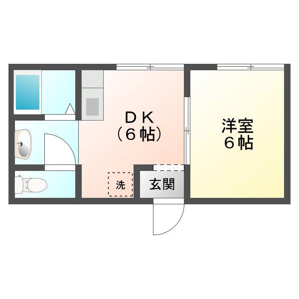 ひまわり荘2(1LDK/1階)の間取り写真