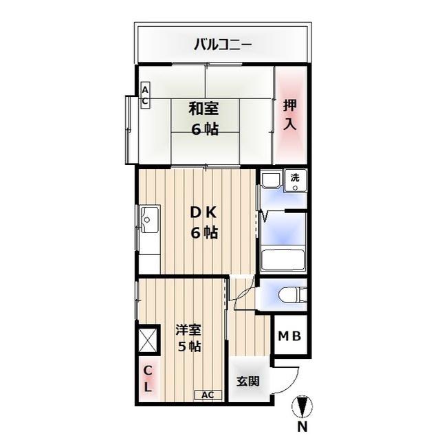 サンローゼ津田NO.1(2DK/4階)の間取り写真
