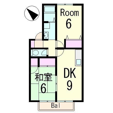 セジュール和やわらぎ1(2LDK/2階)の間取り写真