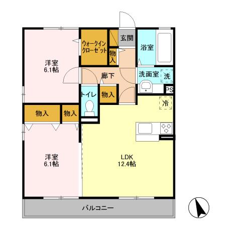ピーノ・スミレ A205(2LDK/2階)の間取り写真