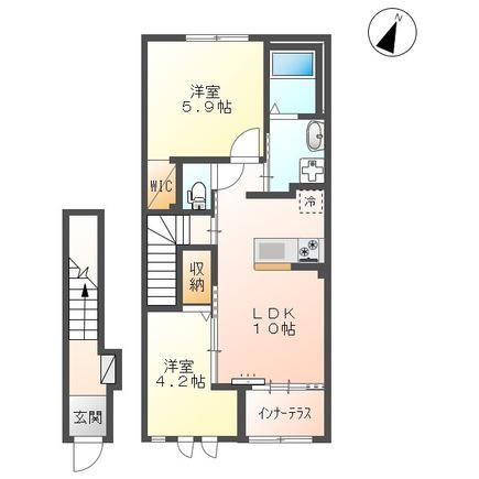 CRESCENT(2LDK/2階)の間取り写真