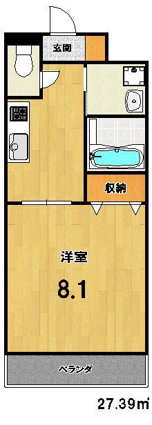 レクサス深草1号館(1K/1階)の間取り写真