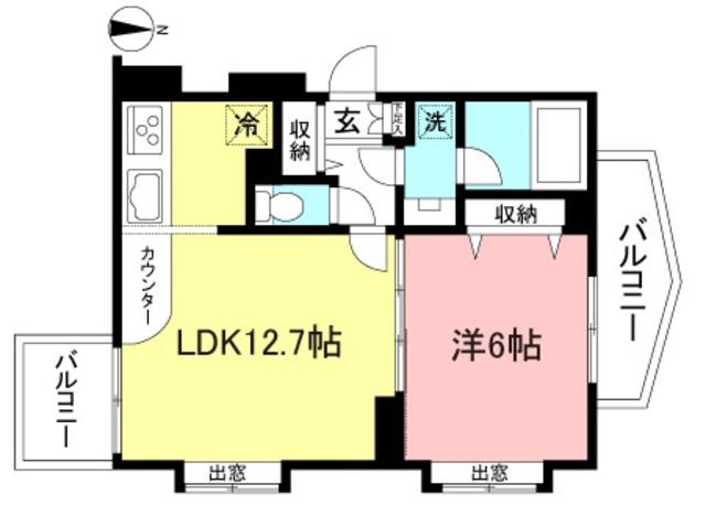 ベルジェ経堂(1LDK/2階)の間取り写真