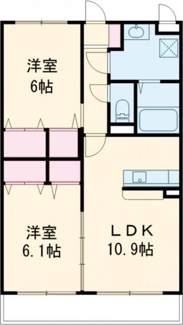 エムズフェルト大在北(2LDK/2階)の間取り写真