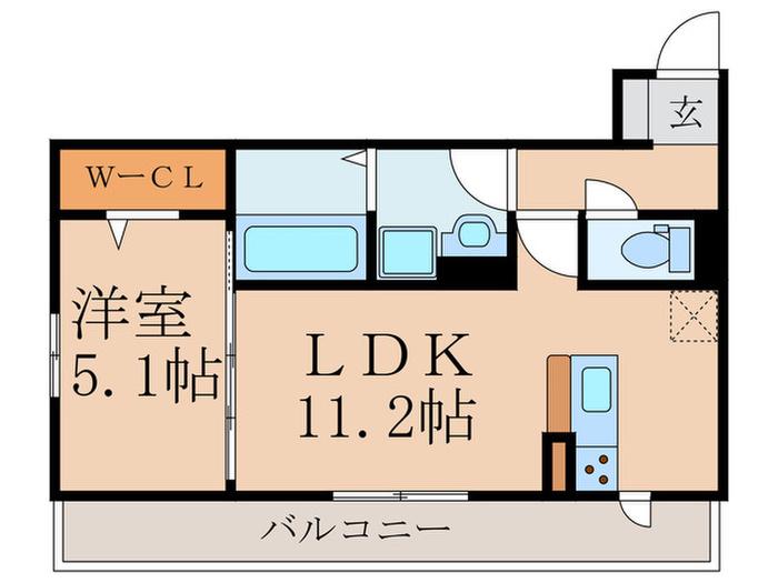 ユーフォリア行橋(1LDK/3階)の間取り写真