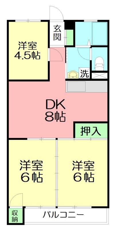 オオタハイツ(3DK/1階)の間取り写真