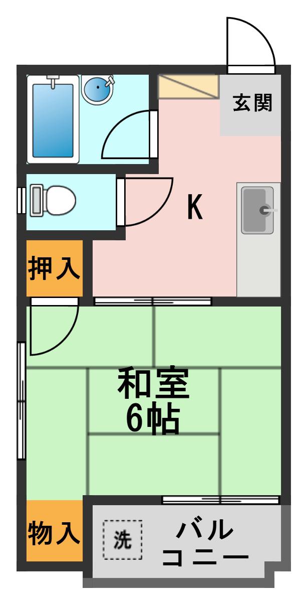 ハイム岡田(1K/2階)の間取り写真