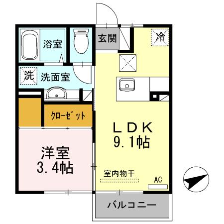 NISHIKI(1LDK/1階)の間取り写真