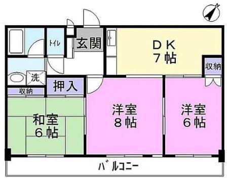第8みずほ台マンション(3DK/3階)の間取り写真