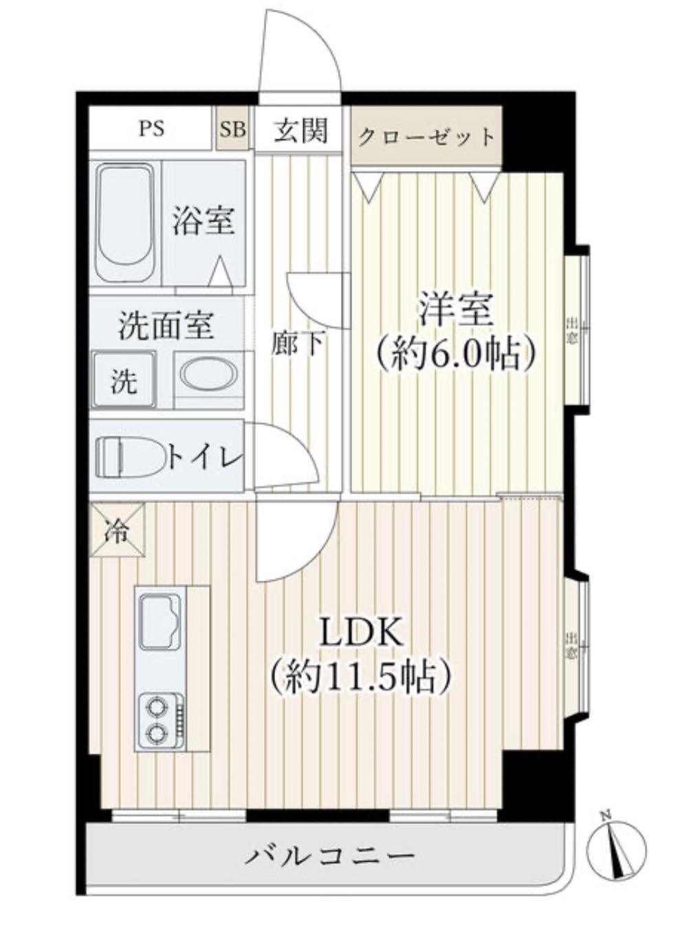 プリマベーラ船橋(1LDK/4階)の間取り写真