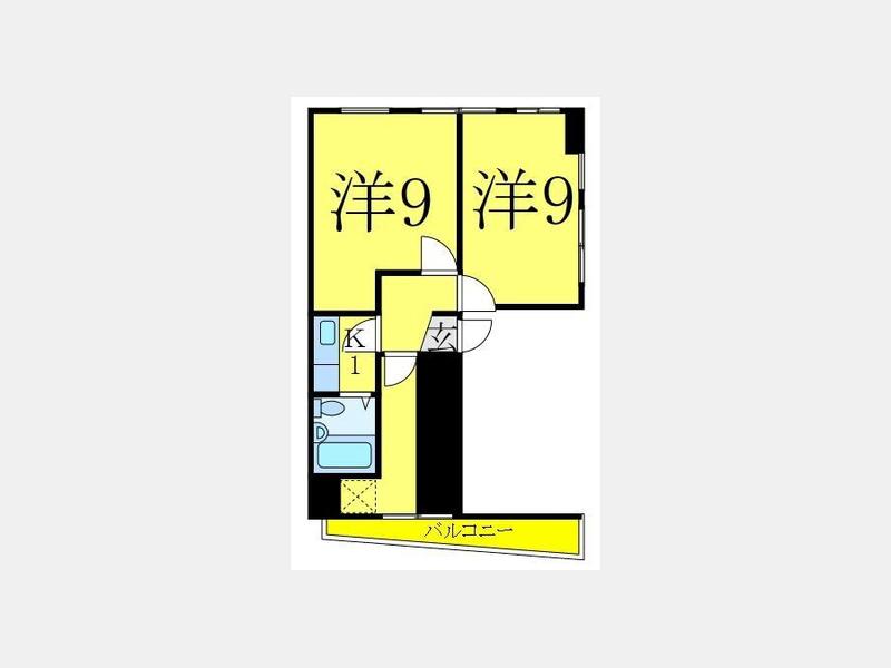 岸町ビル(2K/3階)の間取り写真