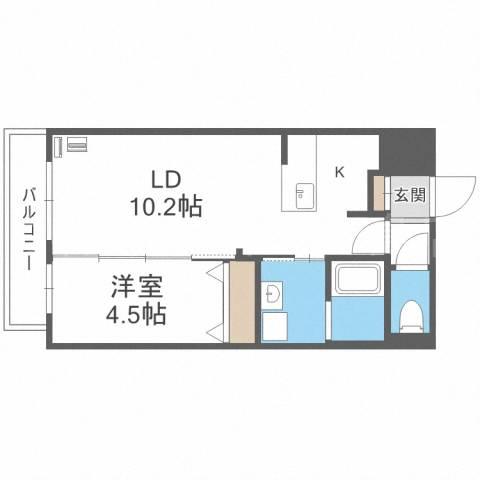 アルファスクエア福住2条(1LDK/3階)の間取り写真