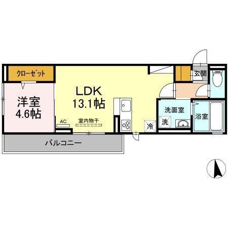 カトレアV(1LDK/3階)の間取り写真