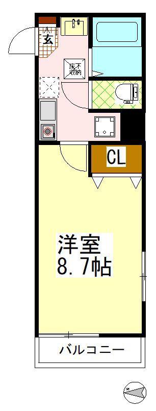 ヴェレーザ鎌倉(1K/2階)の間取り写真