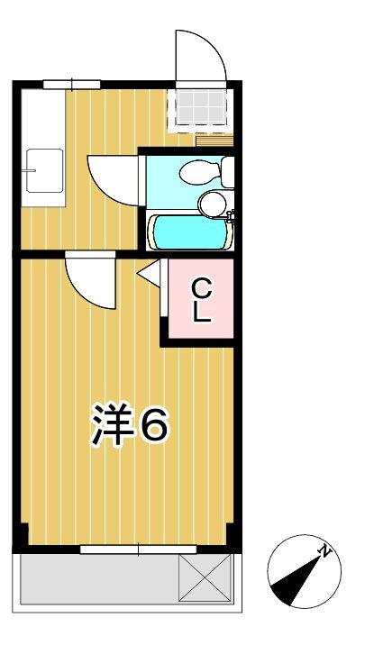 青葉ハイツ(1K/2階)の間取り写真