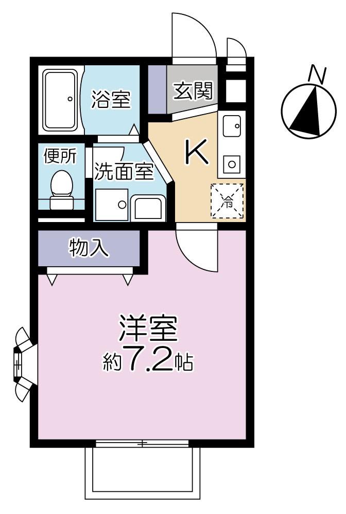Kメゾン(1K/1階)の間取り写真