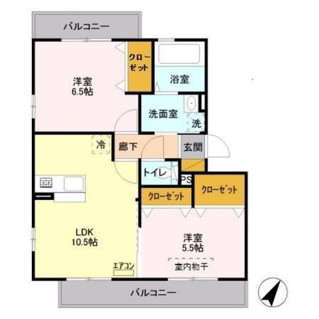 グレイスB(2LDK/2階)の間取り写真