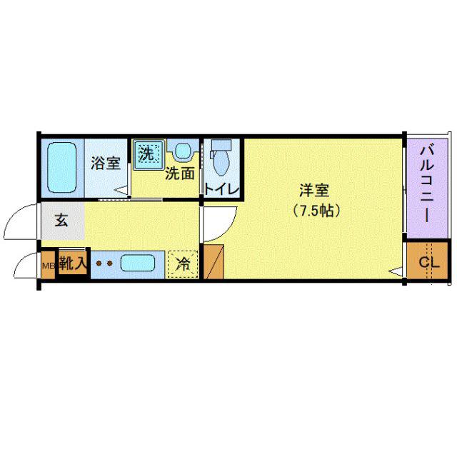アリュール薬師堂駅前(1K/1階)の間取り写真