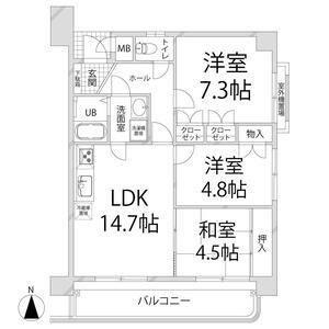 キャッスルコート安室(3LDK/4階)の間取り写真