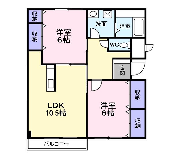 イーストランド(2LDK/1階)の間取り写真