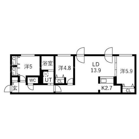 ETERNITY東札幌(3LDK/1階)の間取り写真