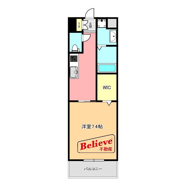 ALETTA合川町(1K/7階)の間取り写真