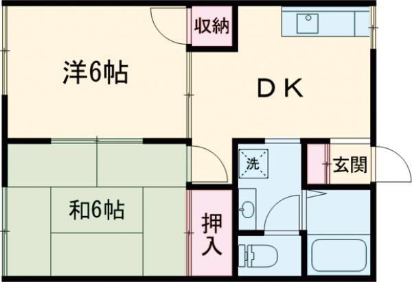 セブンコーポII(2DK/1階)の間取り写真