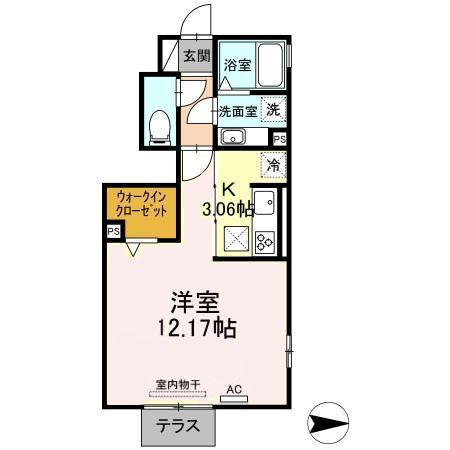 チェルシー(1K/1階)の間取り写真