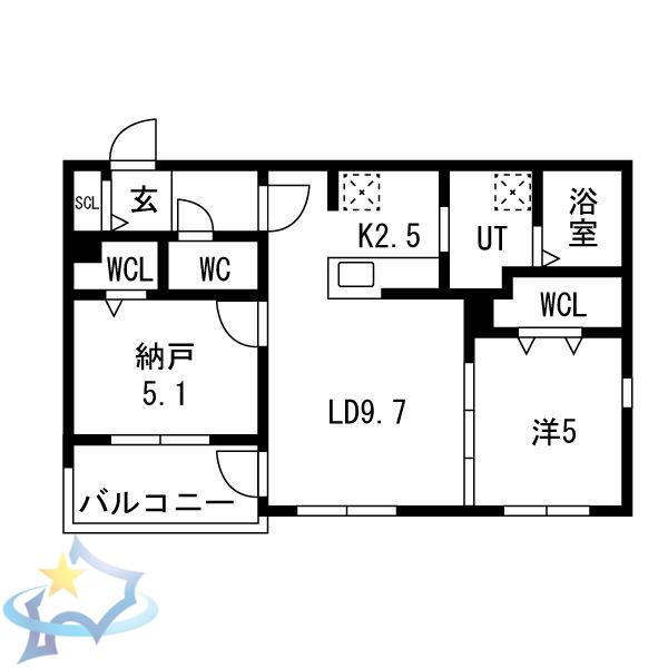 アルファスクエア南4西25(2LDK/3階)の間取り写真