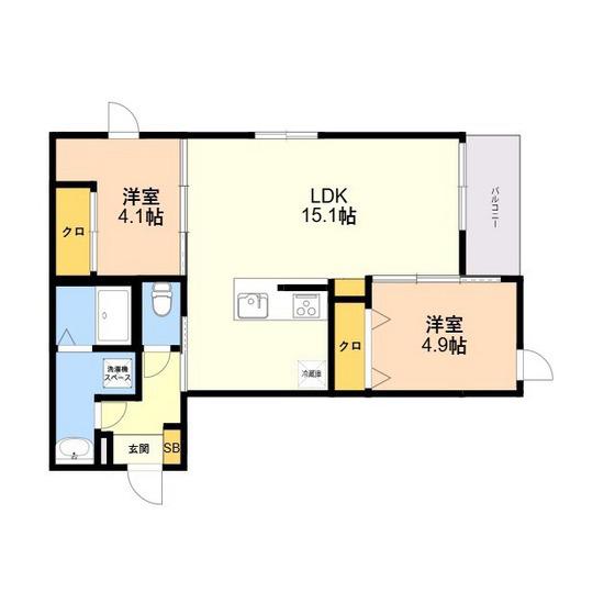 NEXUS姪浜(2LDK/2階)の間取り写真