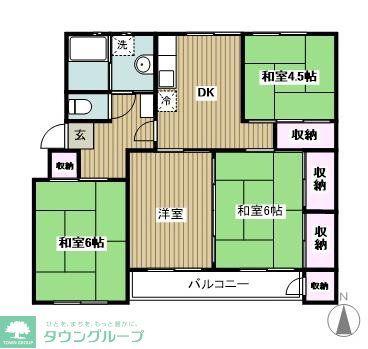 マンション相模原(3LDK/2階)の間取り写真