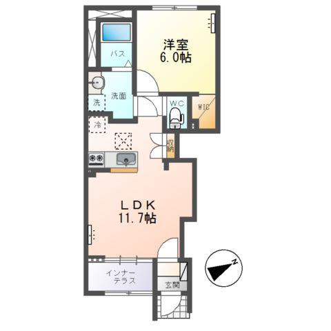 大塚町字新堂 アパート(1LDK/1階)の間取り写真